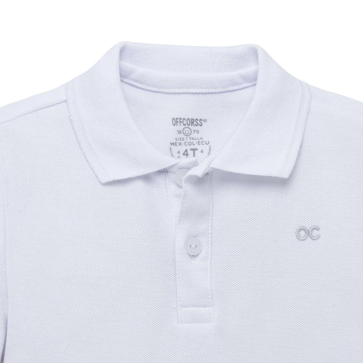 polera polo de niño blanca