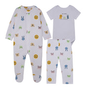 Conjunto pijama body con pantalón y poleron para recién nacido unisex