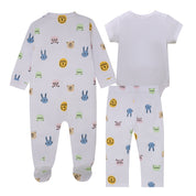 Conjunto pijama body con pantalón y poleron blanco para recién nacido unisex