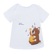 Conjunto corto de polera osito bermuda en denim para recién nacido niño