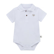 Body manga corta tipo polo para recién nacido niño - Blanco