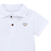 Body manga corta tipo polo para recién nacido niño - Blanco