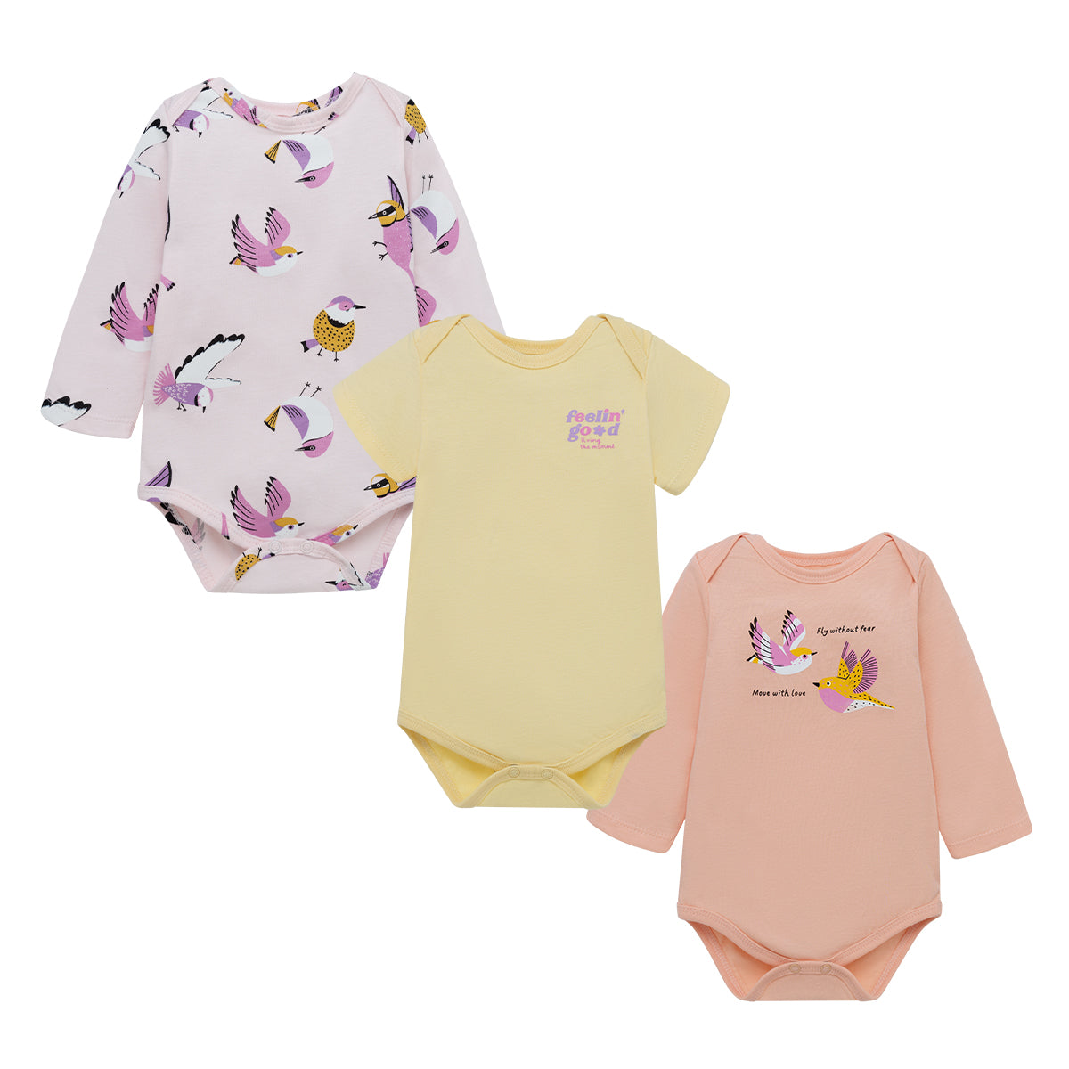 Set x3 pilucho body de manga corta y larga para recién nacida niña