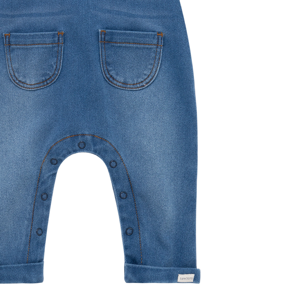 Jardinera larga en denim para recién nacidos unisex