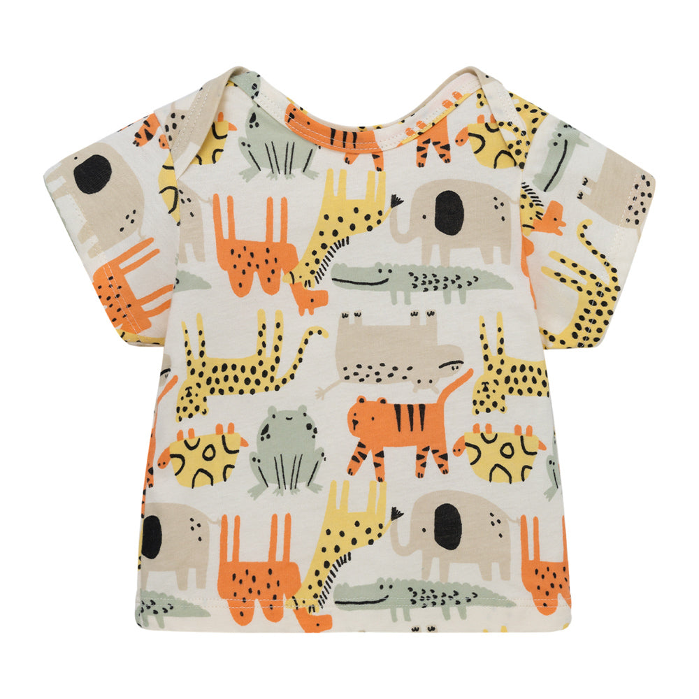 Conjunto largo de jardinera y polera manga corta para recién nacidos unisex Café