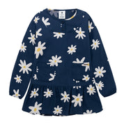 Vestido margaritas manga larga con puños en elástico para bebé niña