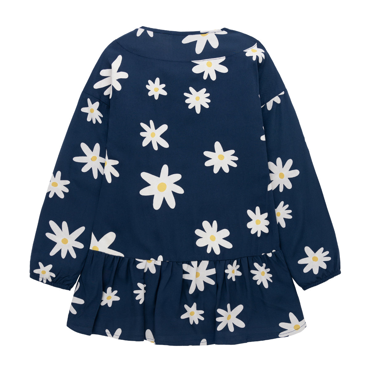 Vestido margaritas manga larga con puños en elástico para bebé niña