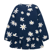 Vestido margaritas manga larga con puños en elástico para bebé niña
