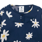 Vestido margaritas manga larga con puños en elástico para bebé niña