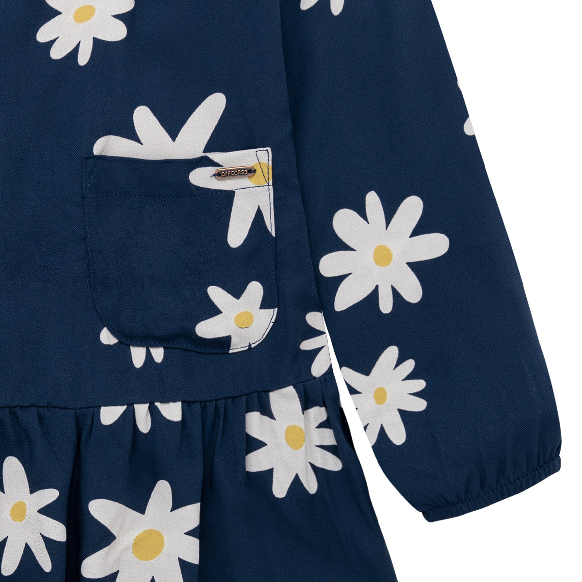Vestido margaritas manga larga con puños en elástico para bebé niña