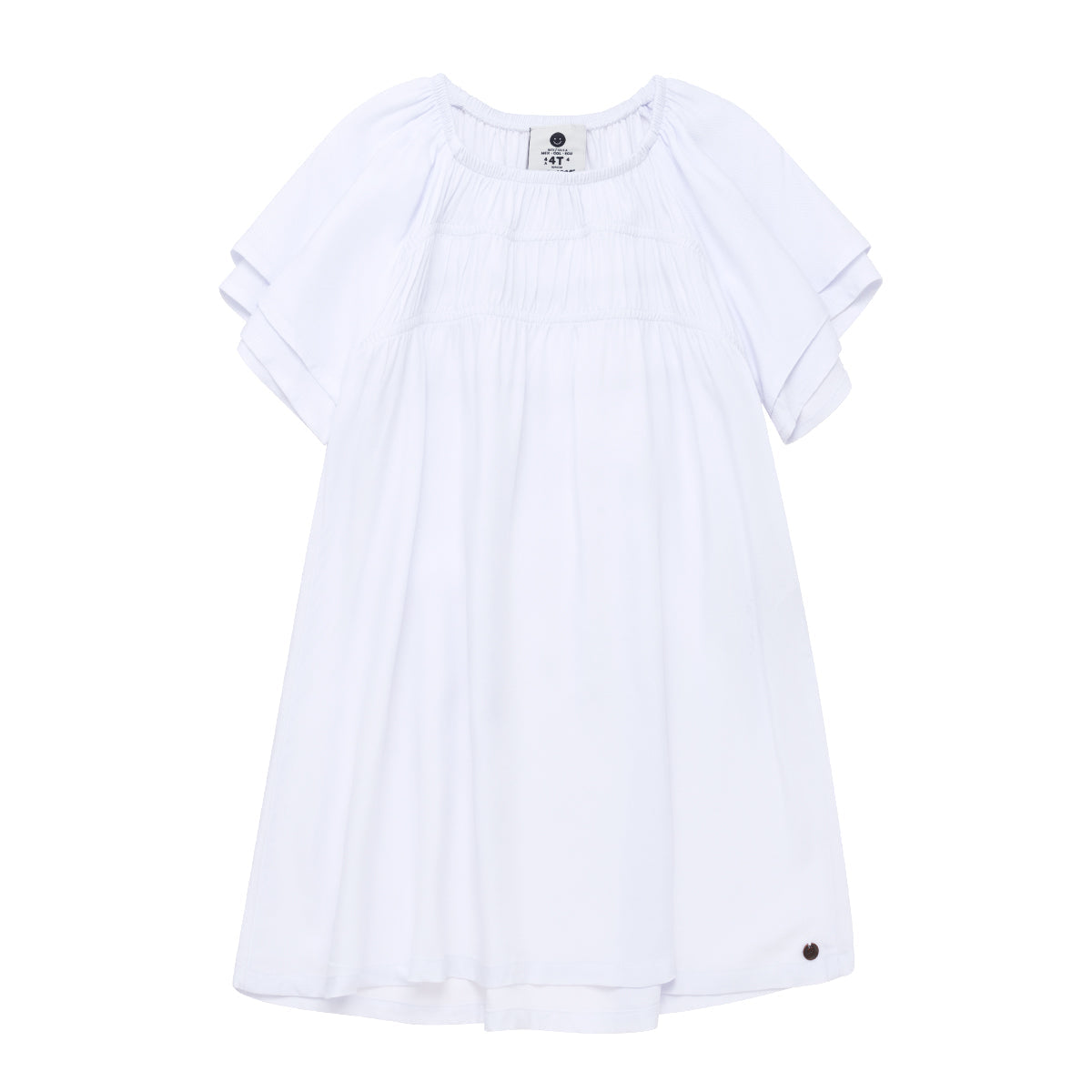 Vestido blanco manga corta bebé niña