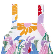 Vestido flores coloridas manga sisa con recogido para bebé niña