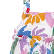 Vestido flores coloridas manga sisa con recogido para bebé niña