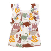 Vestido manga corta con boleros y recogido para bebé niña