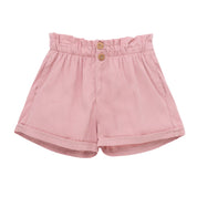 Conjunto corto de polera blanca más short rosa para bebé niña 