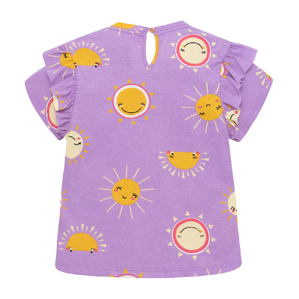 Polera solecitos manga corta con mangas abombadas para bebé niña