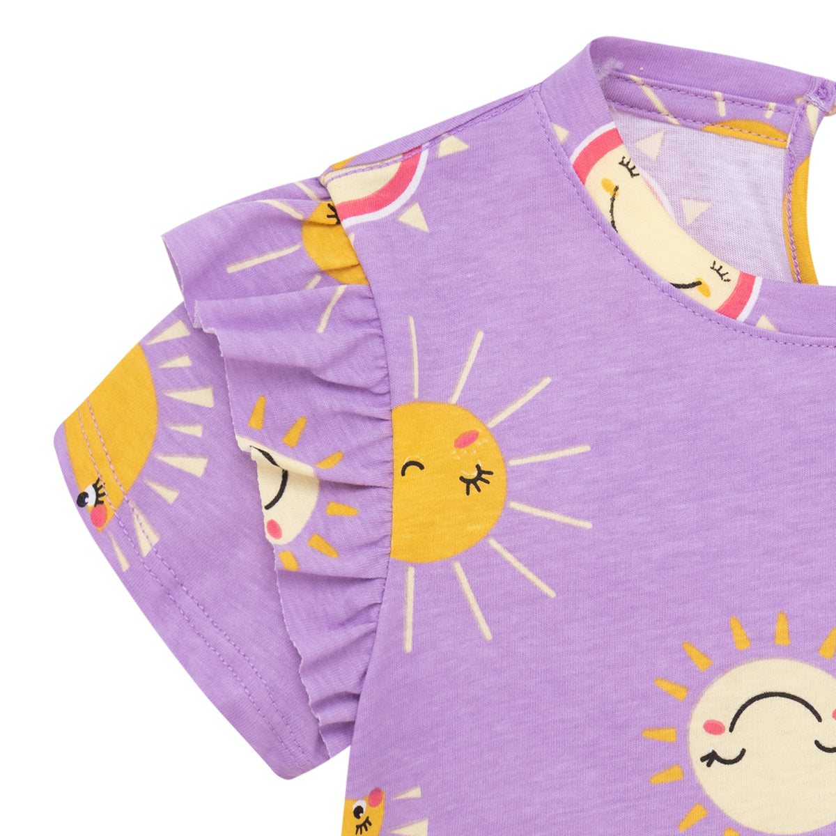 Polera solecitos manga corta con mangas abombadas para bebé niña
