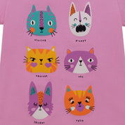 Polera rosa gatitos manga corta para bebé niña